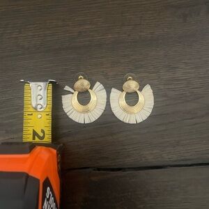 Gold and Cream Hoop Earrings
